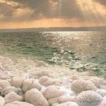 Salt along the shore of the Dead Sea